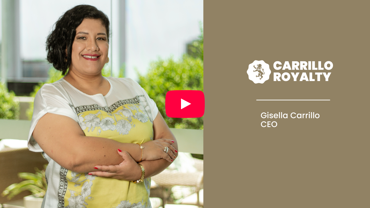 Gisella Carrillo, CEO de Carrillo Royalty. Imagen utilizada como portada de video.